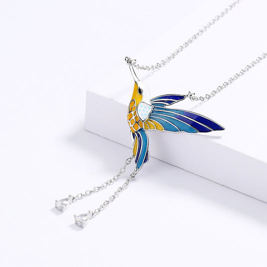 Creative Hummingbird Pendant Epoxy Colored Animal Elements Bird Country Style Female Necklace
